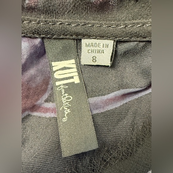 NWOT Kut from the Kloth Burnout Black Purple Velvet Sheer Dress Long Sleeve 8 - Picture 8 of 16